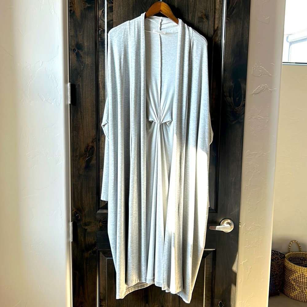 Bryn Walker Stoker wrap in light gray French terry in size XS